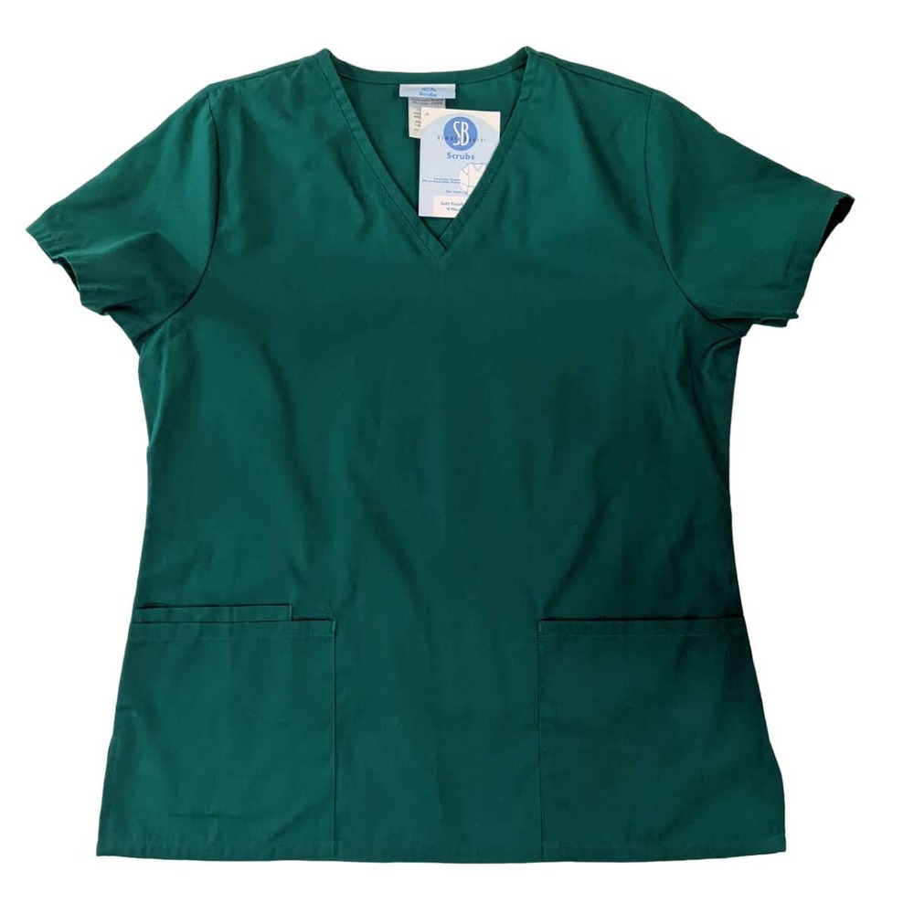 s small new simply basic hunter green scrub top shift spot me not less staining